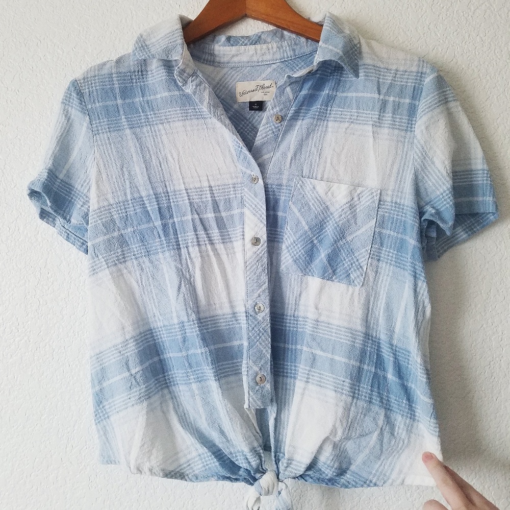 Blue plaid short sleeve